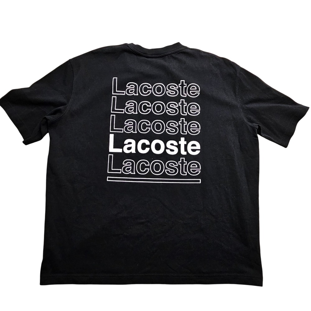 Lacoste Live Mens Black Stacked Logo Graphic T-Shirt XL TH7293 Short Sleeve